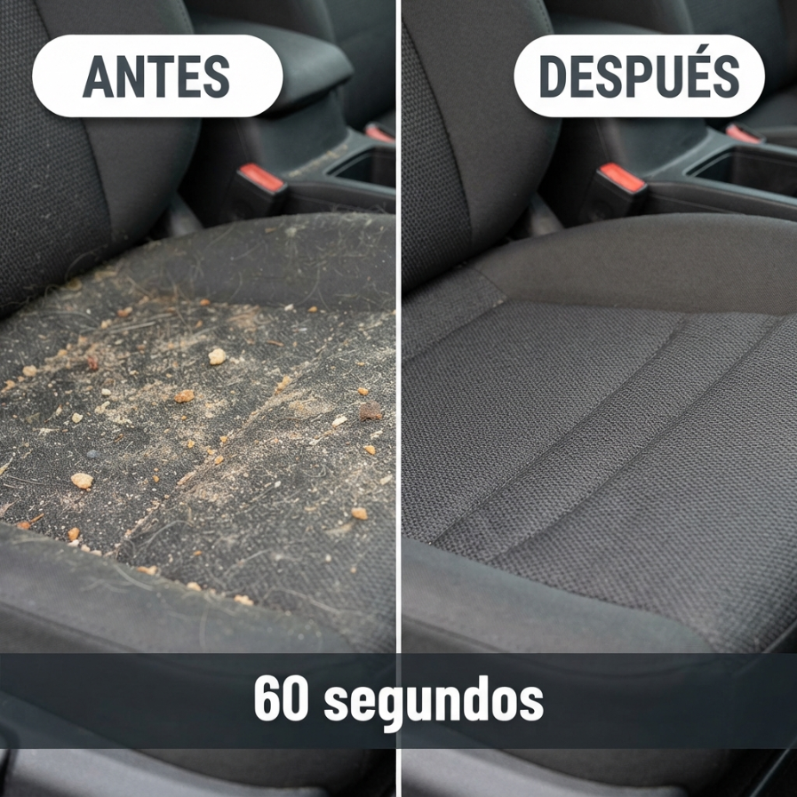 Resultado antes y después de limpiar el asiento con TurboVac