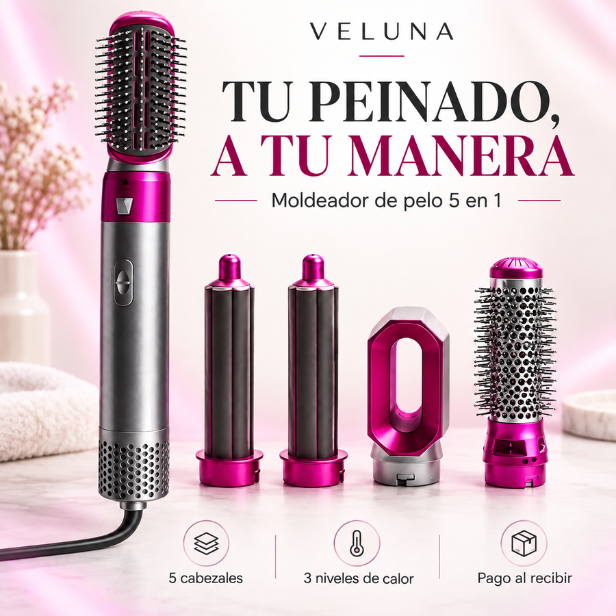 VELUNA Style, moldeador 5 en 1 con cinco cabezales y tres niveles de calor